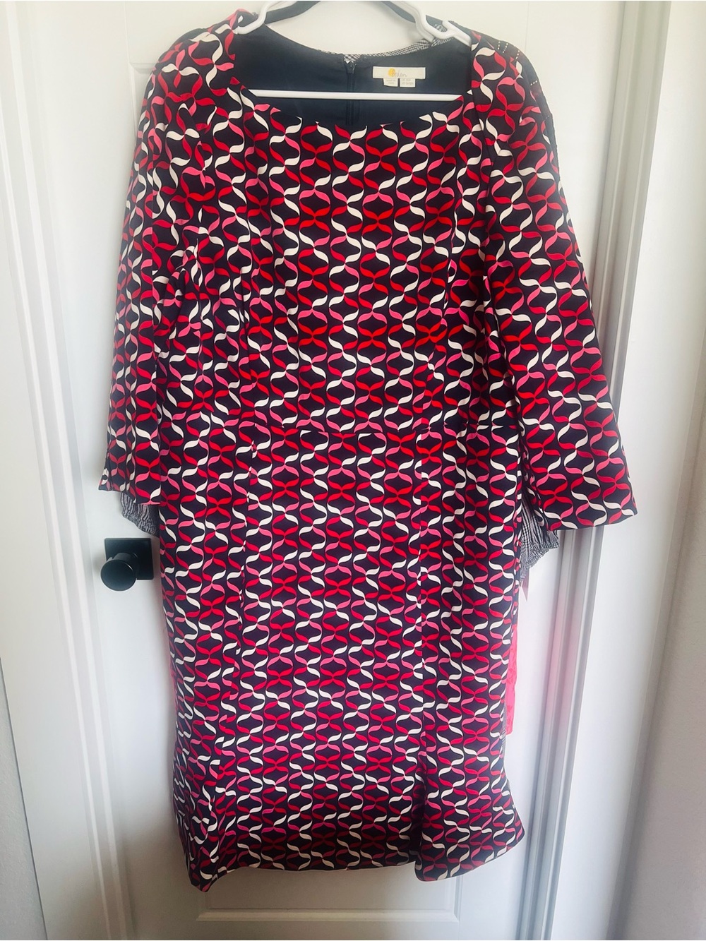 Boden Red Black White Geometric Midi Dress - Picture 3 of 4